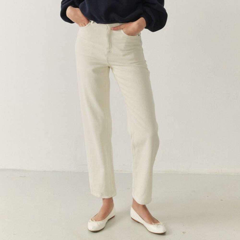 American Vintage women's straight jeans tineborow in ECRU